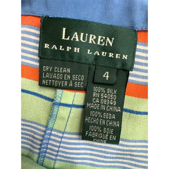 Lauren Ralph Lauren Women 100% Silk Multicolor Striped Wide-Leg Pants Size 4 NWT - Picture 2 of 4